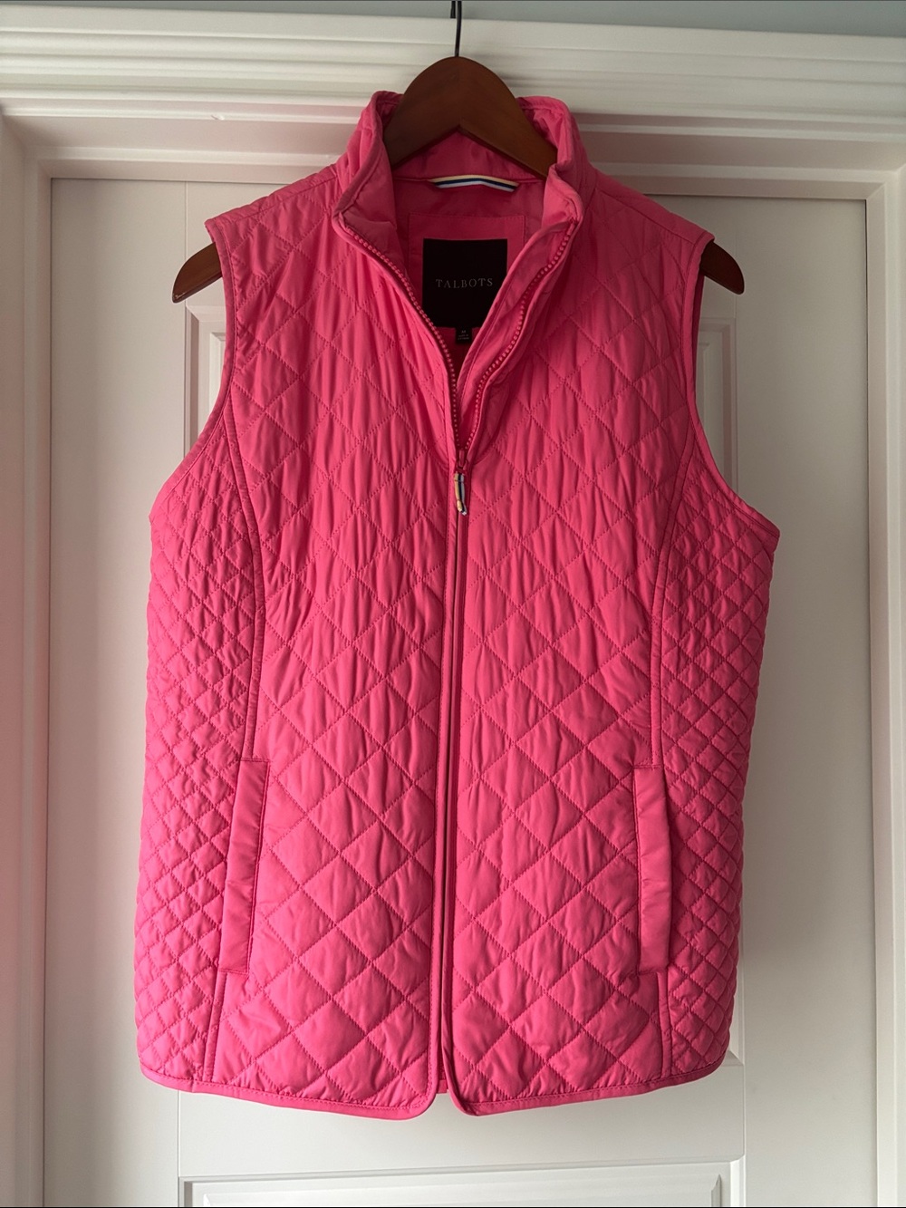 Talbots Hot Pink Diamond-Quilted Zip Vest